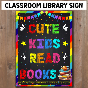 Preview of Classroom School Library Sign Chalkboard Classroom Wall Art Library Bulletin Boa
