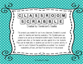 Preview of Classroom Scrabble Bulletin Board