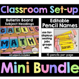 Classroom Set-up Bundle - Subject Banners and Editable name tags