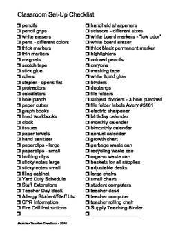 Classroom Setup Checklist by Beacher Teacher | Teachers Pay Teachers