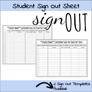 Preview of Classroom Sign In & Out Sheet