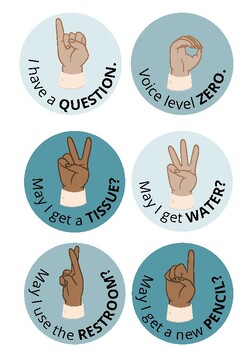 Preview of Classroom Sign Language Symbols (Blue)