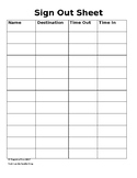 Classroom Sign Out Sheet