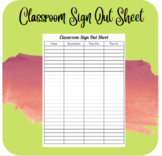 Classroom Sign Out Sheet