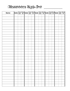 Classroom Sign-out Sheet by Katy Anderson | Teachers Pay ...