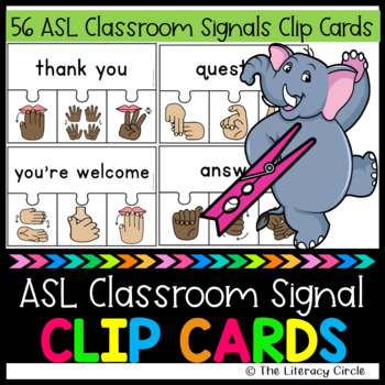Preview of Classroom Signal ASL Task Cards/Pin The Correct Classroom Signal ASL Task Cards