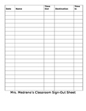 Classroom Signout sheet