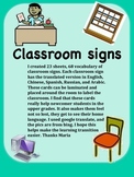 Classroom Signs with Translation Vocabulary