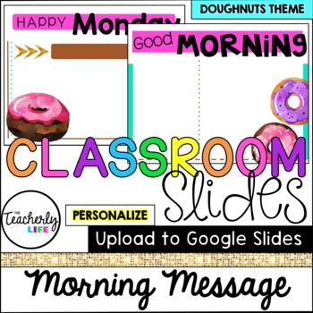 Preview of Classroom Slides - Morning Message Templates - Doughnuts / Donut