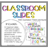 Classroom Slides with Countdown Timers and Sound - New and