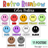 Classroom Smiley Face Color Posters | Retro Rainbow Decor