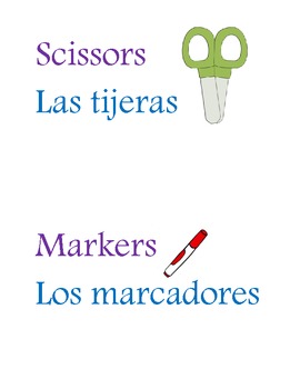 Preview of Classroom Spanish and English labels