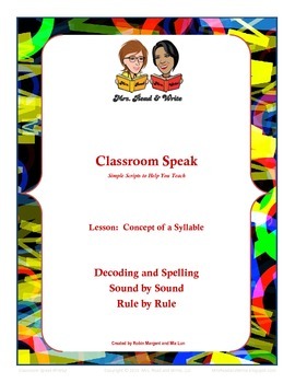 Preview of Classroom Speak Concept of a Syllable