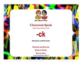 Classroom Speak: Teaching -CK Rule Homework and Word Cards