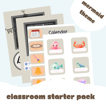 Preview of Mermaid Classroom Pack: Schedule Cards, Labels, Alphabet Posters