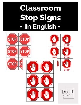 Preview of Printable Classroom "Stop" Signs (in English)