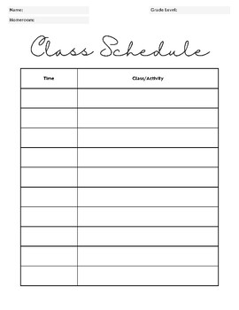 Classroom Student Schedule by Jorge Rodriguez | TPT