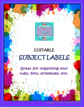 Preview of Classroom Subject Labels