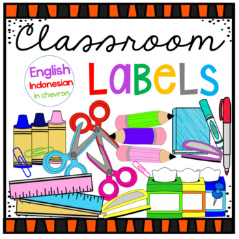 Preview of Classroom Supplies Label English-Indonesian