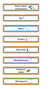 Preview of Classroom Supplies Labels Editable - Rainbow Themed