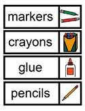 Classroom Supplies Picture & Text Labels