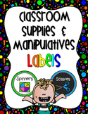 Classroom Supplies and Manipulatives Labels