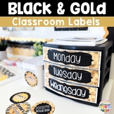 Classroom Supply Editable Labels- Black and Gold Classroom Decor