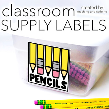 Preview of Classroom Supply Bin Labels - Classroom Organization Labels with Pictures