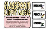 Classroom Supply Labels - 35 Labels with Pictures - Editable