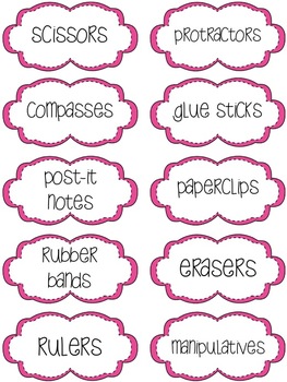 Classroom Supply Labels - 4 Colors Stitches Collection by Mrs Kings Things