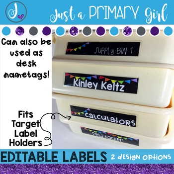 Classroom Supply Labels - BLACK & Editable by Just A Primary Girl