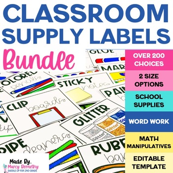 Preview of Classroom Supply and Bin Labels - Ultimate Organization Bundle With Pictures