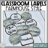 Classroom Supply Labels Editable - Farmhouse Classroom Decor