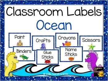 Classroom Supply Labels ~ Ocean by Little Learning Corner | TpT