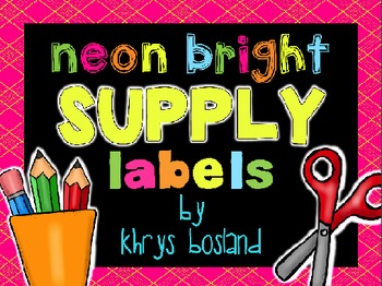 Preview of Classroom Supply Labels Only {Neon Bright}