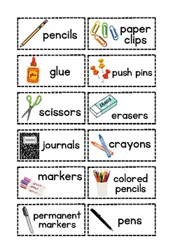 Classroom Supply Labels with Pictures Teacher Classroom Organization