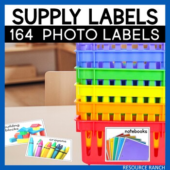 Preview of Classroom Supply Labels with Real Photos and Editable Templates 