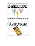 Classroom Supply Organization Labels With Photos and Titles