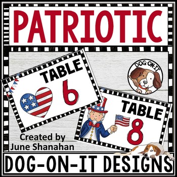 Preview of Classroom Elections Table Numbers Group Numbers Red White & Blue Theme Signs
