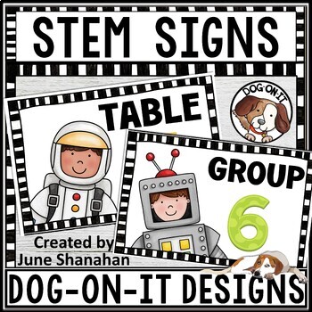 Preview of Classroom Table Numbers Group Signs STEM STEAM Science Engineering Theme