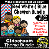 Red, White, and Blue Chevron Classroom Theme Bundle