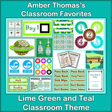 Classroom Theme:  Lime Green, Teal and Aqua Spots and Stripes