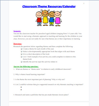 Preview of Classroom Themes Resources/Calendar