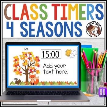 Preview of Slides with Timers Four Seasons Woodland Animals Classroom Management