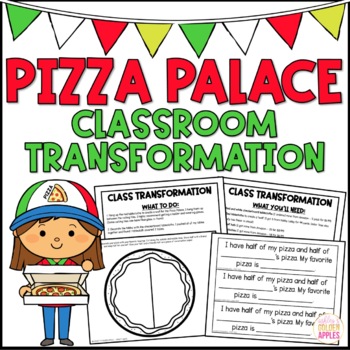 Preview of Fractions Unit for Kindergarten - Pizza Fraction Games - Fair Shares Pizza Game