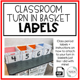 Classroom Turn in Basket Labels | Middle School | High Sch
