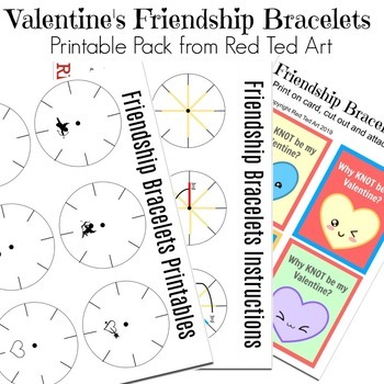 Preview of Classroom Valentine's Friendship Bracelets - Templates, Worksheet & Gift Cards