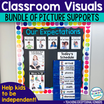 Preview of Classroom Visuals Supports with Picture Schedules & Expectation Posters Bundle