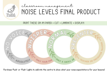 Classroom Voice Level / Noise Level Signs for Lights (Neutral and Boho)