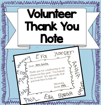 Preview of Classroom Volunteer Thank You with Student Signatures